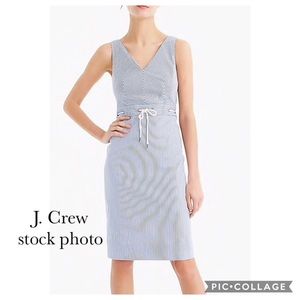 J. Crew Double V-neck stretch seersucker dress